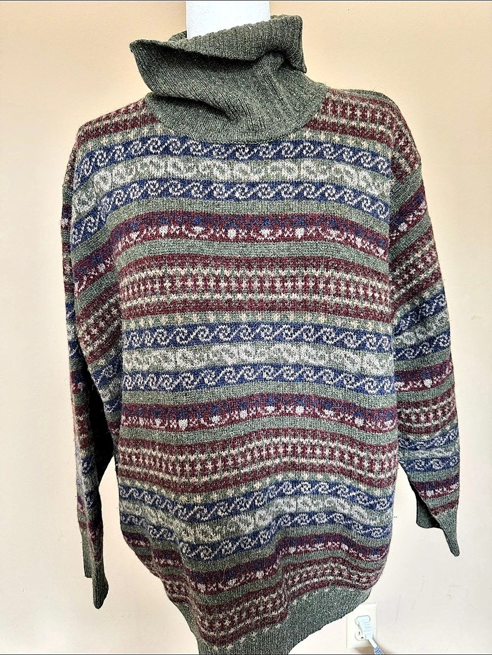 Eddie Bauer Wool Alpaca Patterned Cowl Neck Sweater 2X